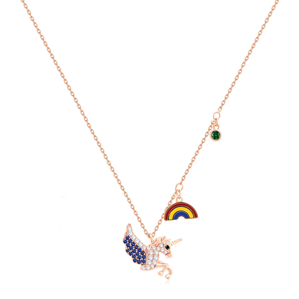 Wholesale Flying Unicorn Rainbow Necklace JR Fashion Accessories